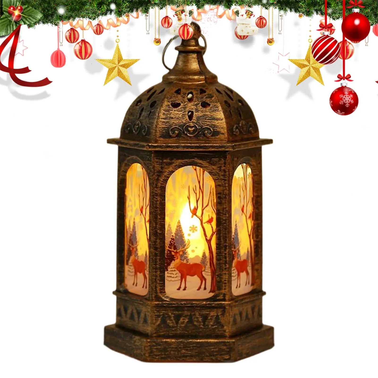 Christmas Lantern Castle Night Light Christmas Decorations Vintage Home Decor Party Decoration for Xmas Holiday