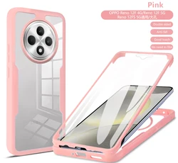 Shockproof 360 Clear Protective Case with Camera Lens and Screen Coverage - Reno 12FS (Pink)