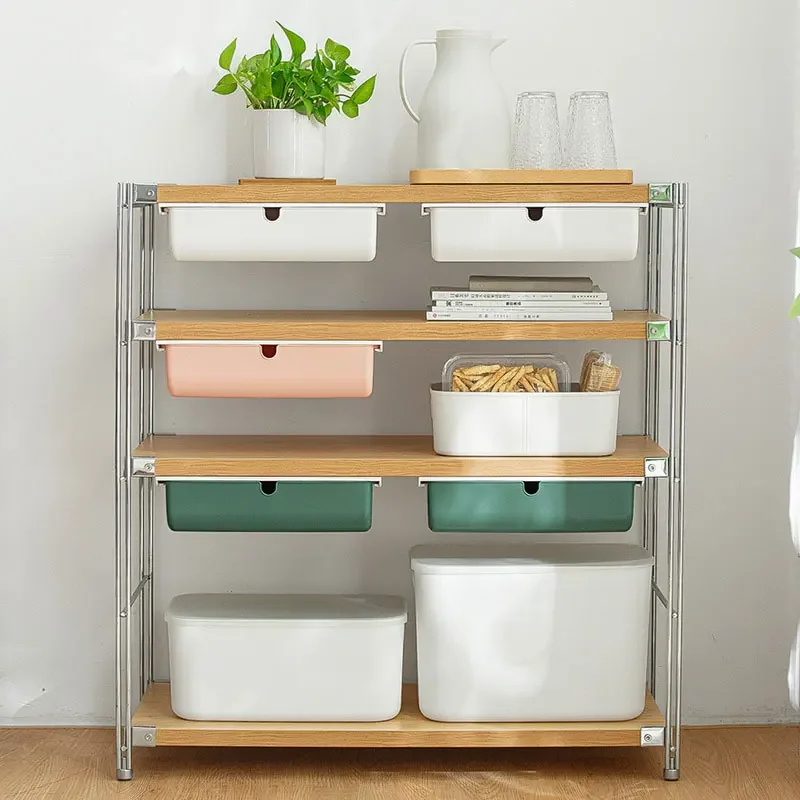 

1pc Under Desk Drawer Type Sundries Organizer Box Solid Color Drawer Under Desk Stick Way Drawer Multi-grid Storage Box