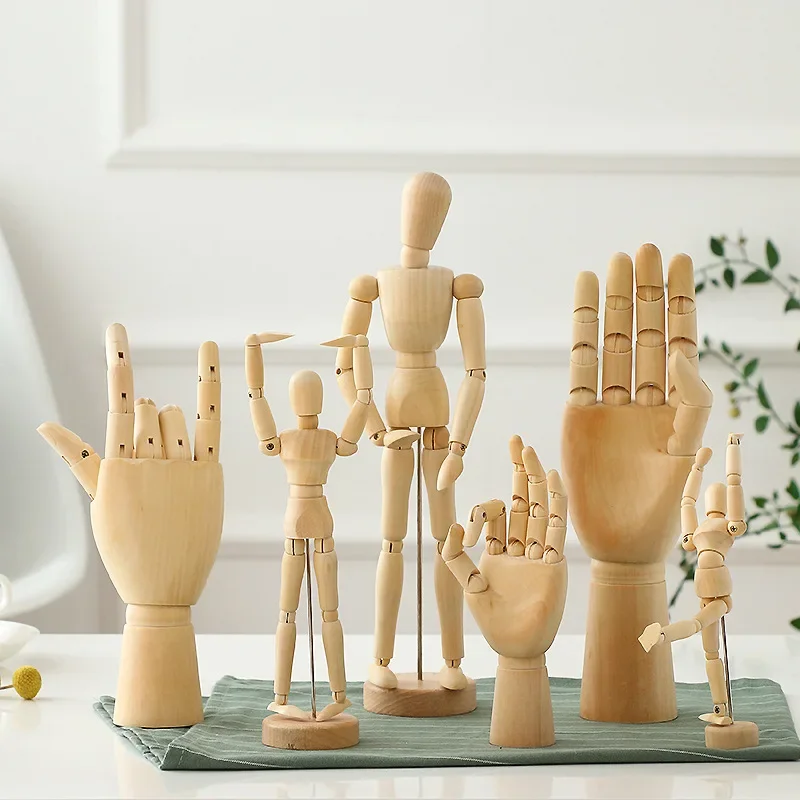 Wooden Hand Figurines Rotatable Joint Hand Model Drawing Sketch Mannequin 1