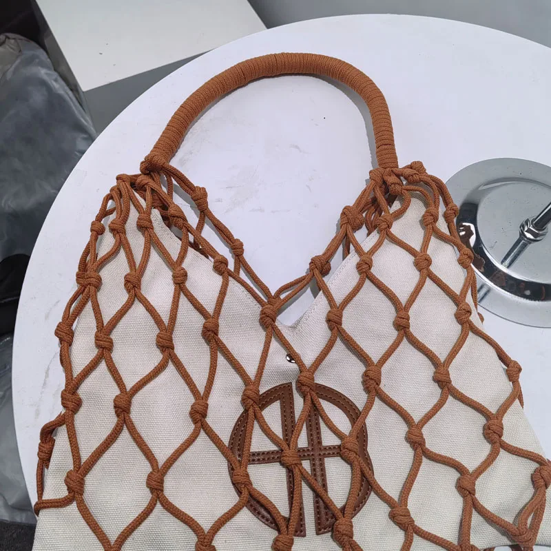 2024 Fashion Trend British Style Shoulder Bag Women's Mesh Plaid Summer Beach Underarm Bag