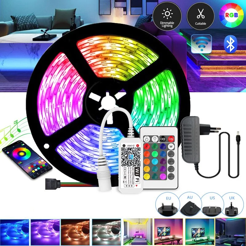 DC12V Led Strip Lights 5050 RGB Bluetooth 5-30M Led Light TV BackLight Room Decoration Luces Led Tape Diode Flexible Ribbon