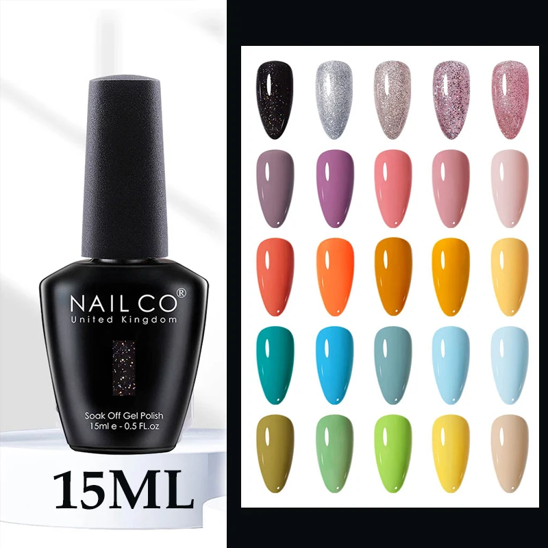 

NAIL CO Gel Nail Polish 15ml Light Color Nail Art Base Foundation and No Wipe Top Coat Primer Soak off Lacquer Rose Gold Varnish