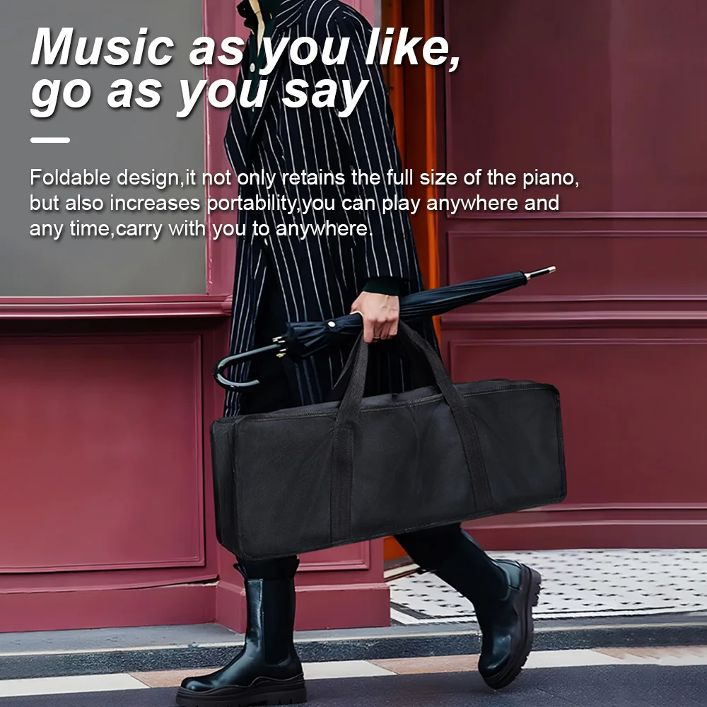 88Key Folding Electric Piano Multifunctional Portable Double Keyboard Electronic Keyboard BT Connect 129Tones Handbag with Pedal