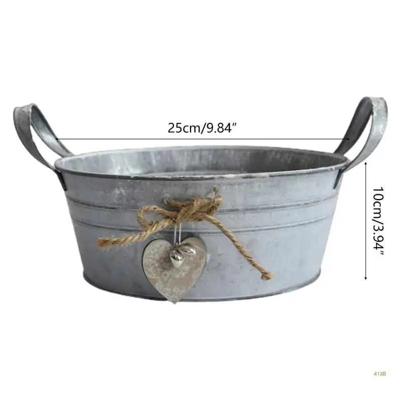 Small Galvanized Buckets Oval Metal Pails For Plants Rustic Home Decor 41XB 1 Pack