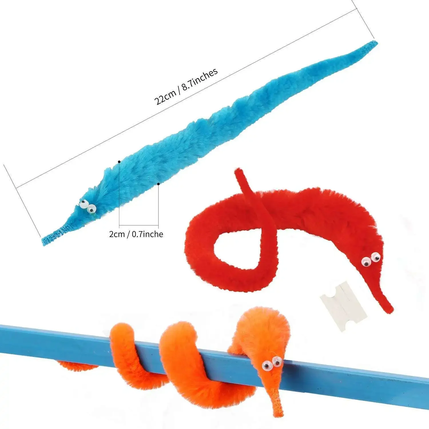 1PC Funny Worm Magic Props Toys for Children Kids Beginners Wiggly Twisty Worm with Invisible String Party Favor Games Trick Toy images - 6