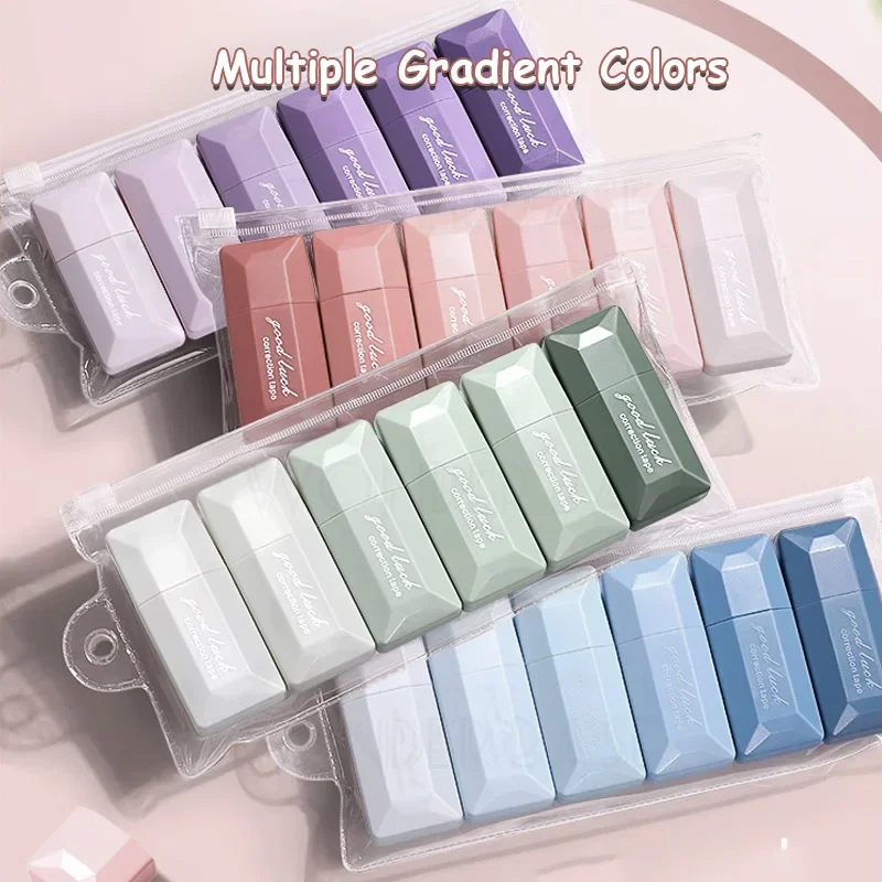 6pc Correction Tape Set Kawaii Mechanical Cute Design Tape Gradient Color Perfect for Decorating Diaries and School Supplies