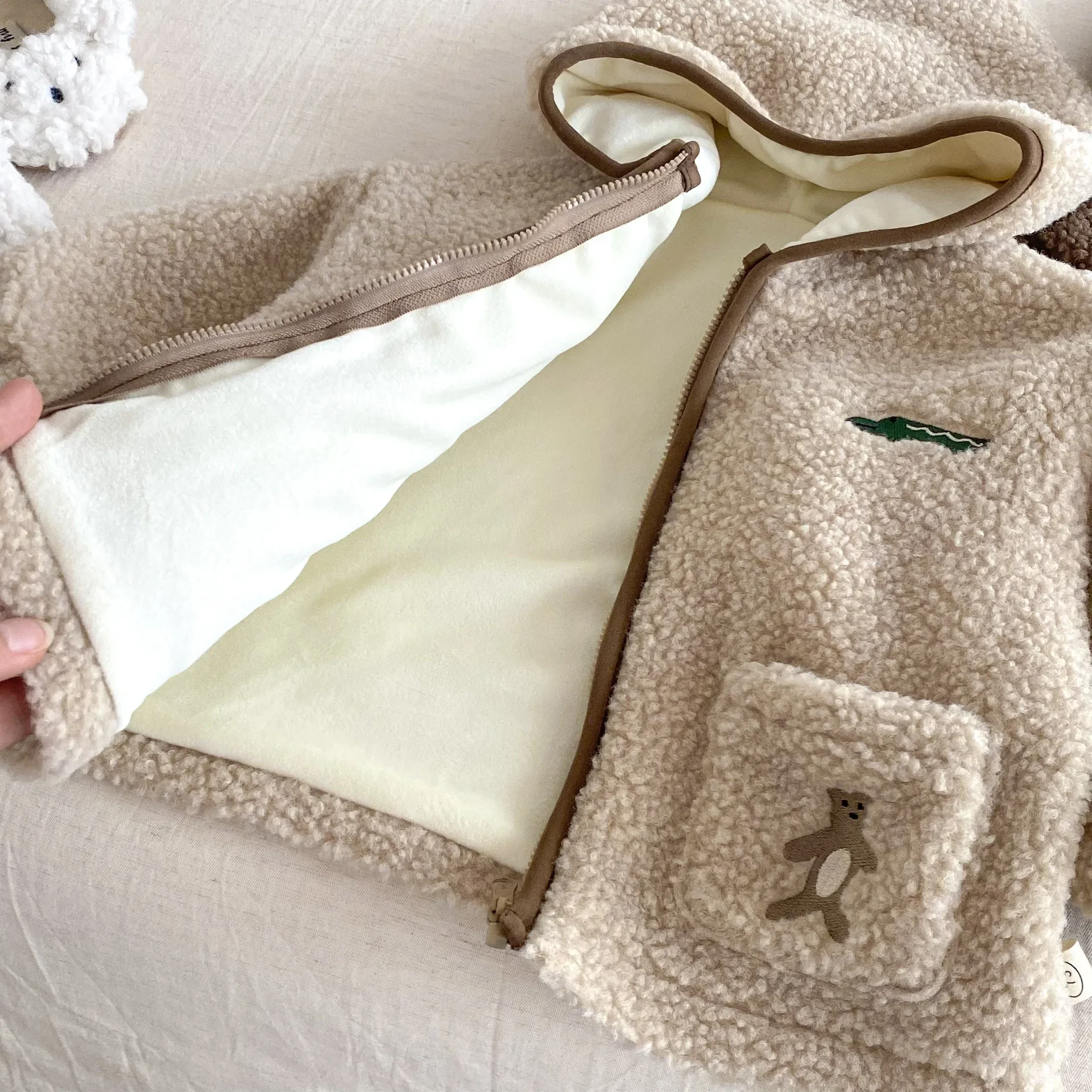 Winter Toddler Boy Fleece Jacket Cartoon Hooded Sweater