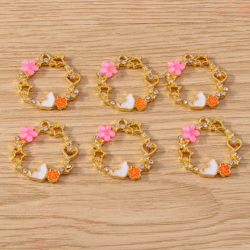 

10pcs 22x23mm Fashion Alloy Wreath Cat Charms for Making Drop Earrings Pendants Necklace DIY Handmade Keychains Jewelry Findings