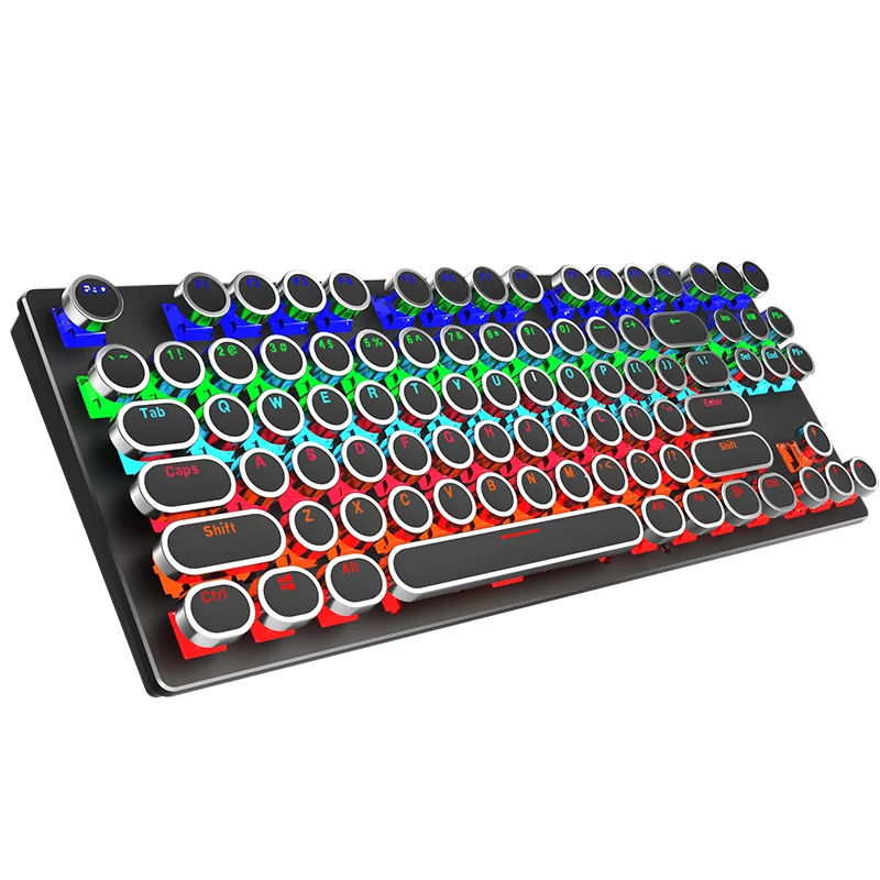 컴퓨터 원형 키캡, 87 키, RGB 유선 전자 PC 게임 펑크 기계식 유선 키보드