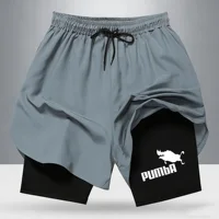 Shorts Puma 2-en-1 pour Homme, Parodie du Roi Lion Pumba, Été 2026, Séchage Rapide, Athlétique, Entraînement, Course à Pied avec Doublure, Streetwear 2