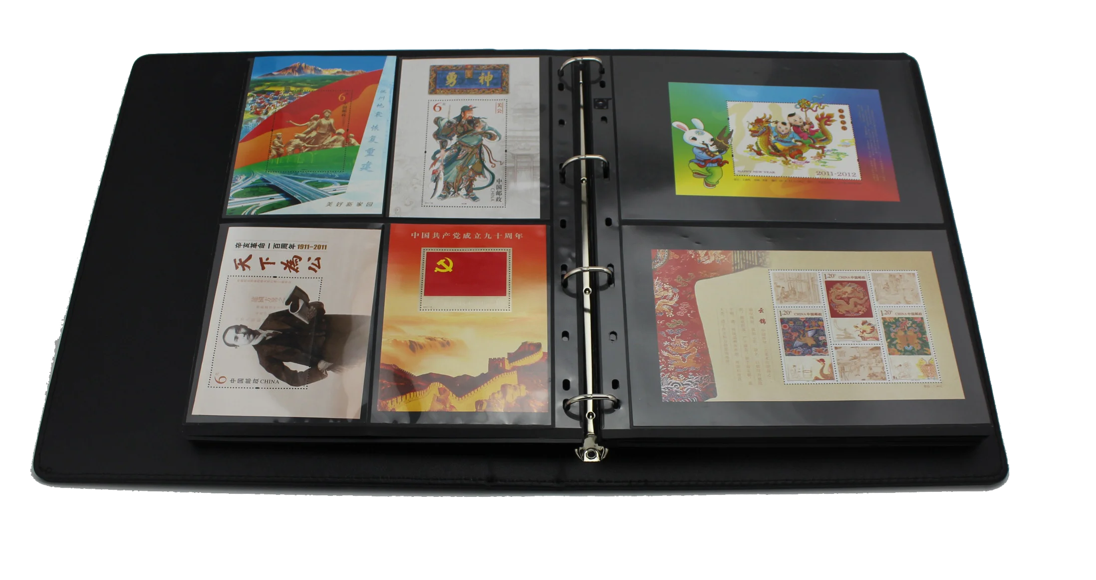 Philately Stockbook Postage Collection Book 4-D ring binder with 30 black pages,double side for use