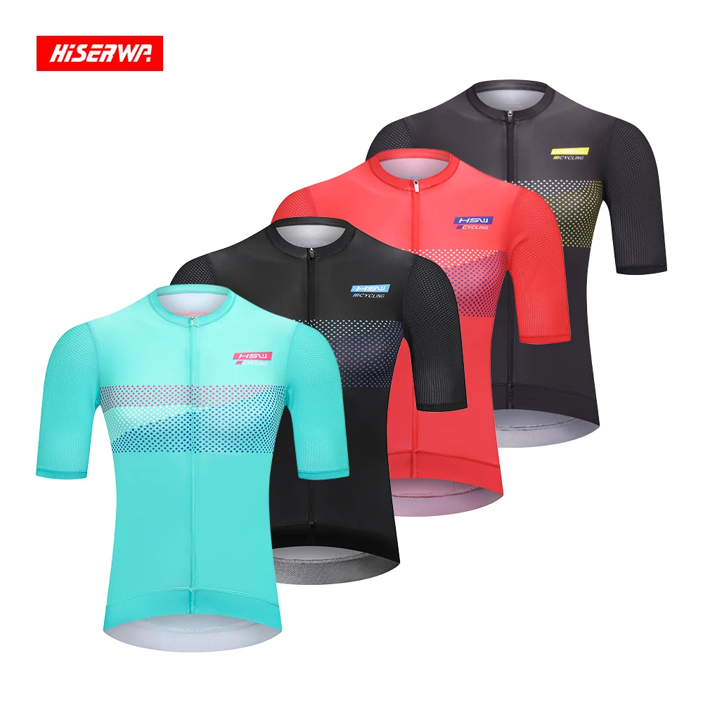 

HISERWA Cycling Jersey Short Sleeve Men Summer High Quality Mountain Bike Clothing Tops MTB Road Bicycle Cycling Jersey Ciclismo