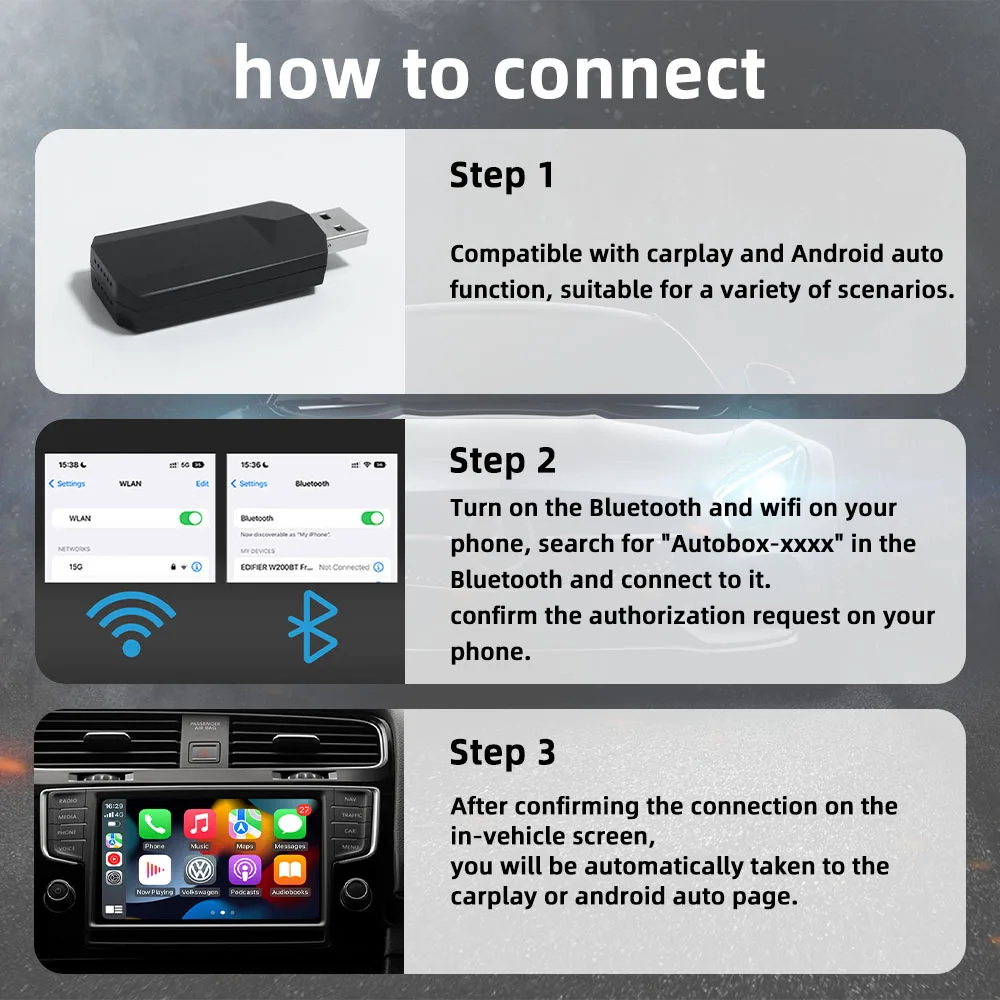 その他 autoabc Mini Ai Box AUTOABC Wireless CarPlay Android Auto Adapter Magic AI Box