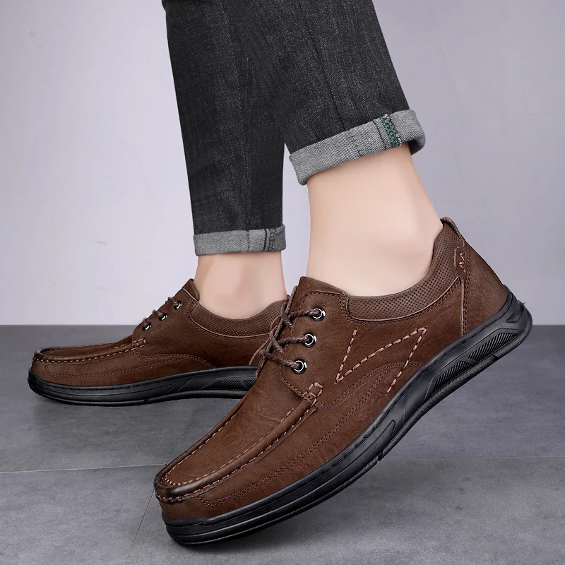 

Classic Lace Up Top Layer Cowhide Frosted Leather Business Casual Leather Shoes for Men's New Fashionable Sports Leather Shoes