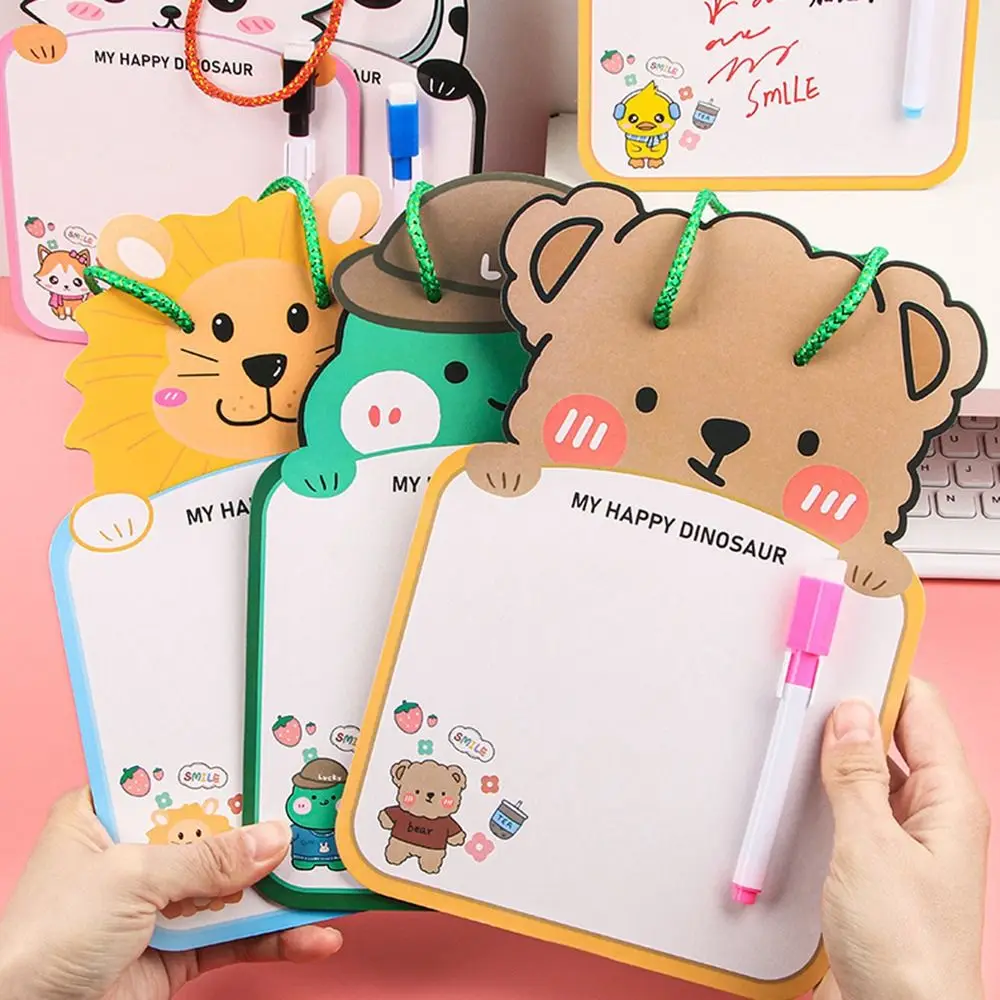 

Creative Erasable Whiteboard Cute Suspendable Message Pad Cartoon Animal Shape Reusable Whiteboard Notebook Early Education