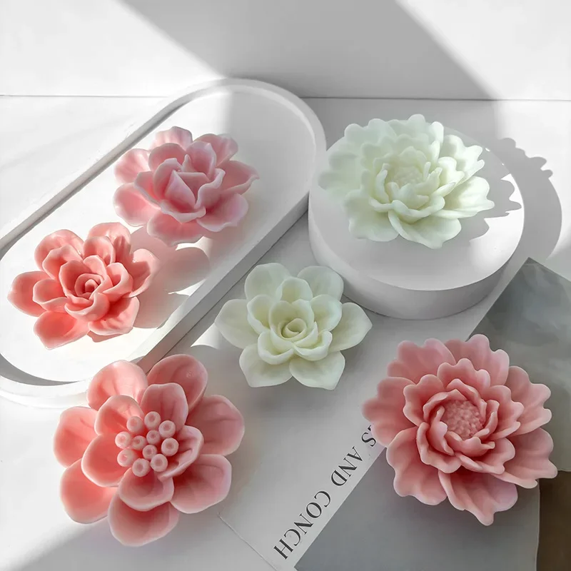 Silicone Mold for Floral Scented Candles Rose Crystal Drip Glue Aromatherapy Decoration Mold DIY Resin Chocolate Baking Mould