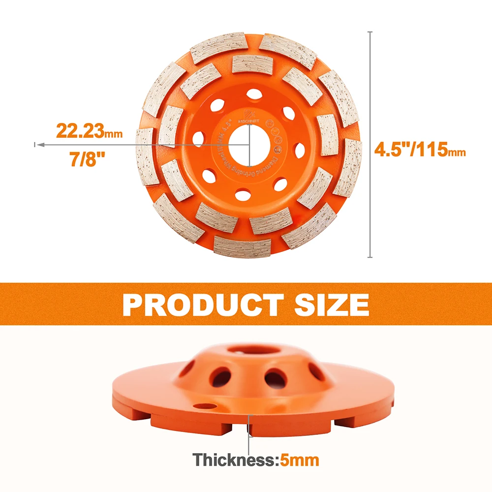 Diamond Grinding Wheel Stone Marble Paver Granite Concrete Polishing Disc Cup Wheel Abrasive Tools 1pc Dia 115mm