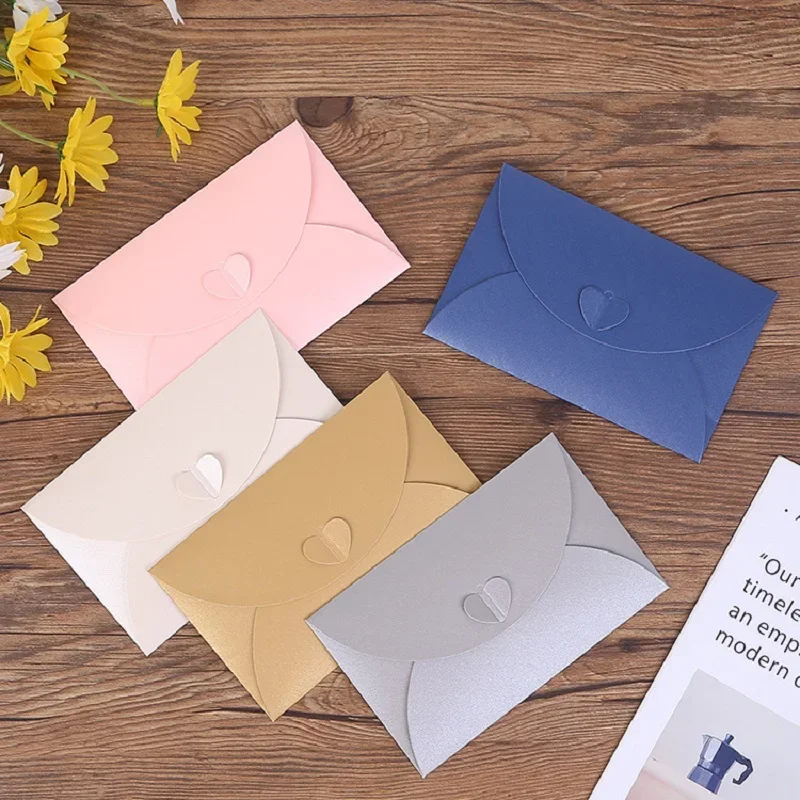 

50pcs/lot Envelope High-grade 250g Pearlescent Paper Love Buckle Envelopes for Wedding Invitation Business Supplies Stationery