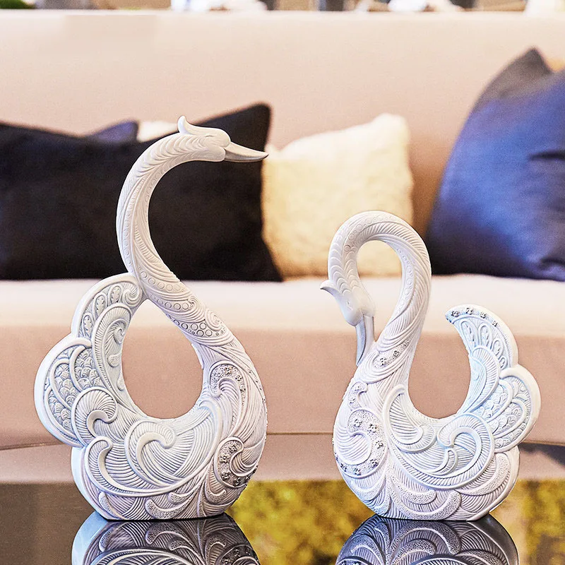 

Simple Modern Resin Swan Ornaments Wedding Gifts Home Livingroom Table Furnishing Crafts Hotel Office Desktop Figurines Decor
