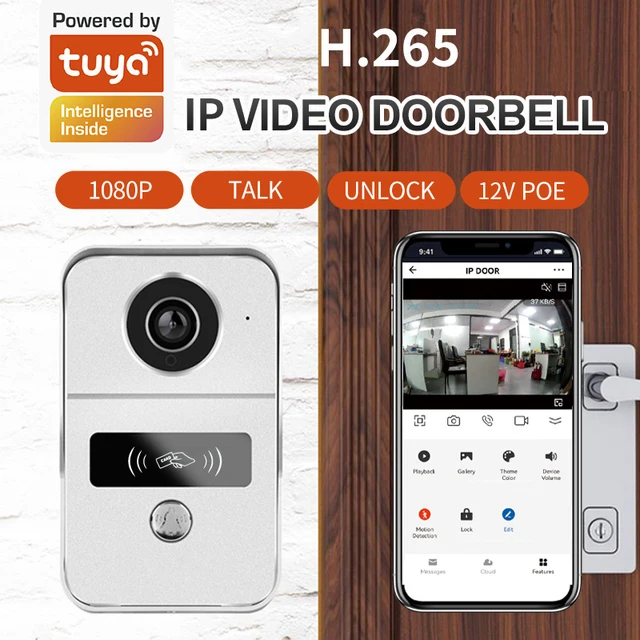 Tuya App 1080P Wifi IP Video Doorbell Intercom HD Camera 140° Wide Viewing Angle IR Night Vision Outdoor Doorphone Remote Unlock 5