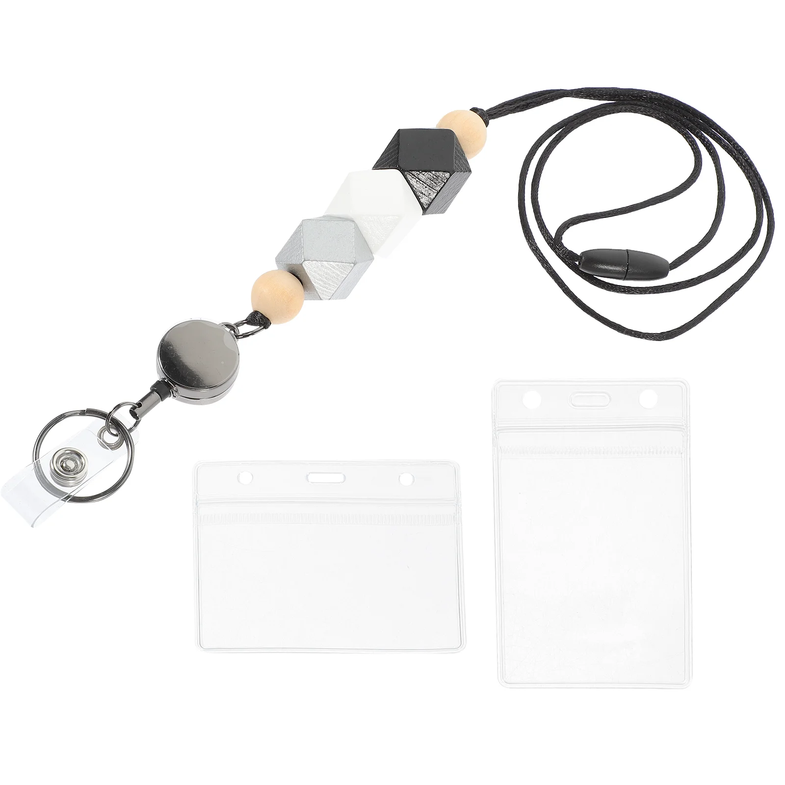 

1 Set of Cards Sleeve Hanging Lanayard ID Badge Holder with Neck Lanyard Retractable Card Protector