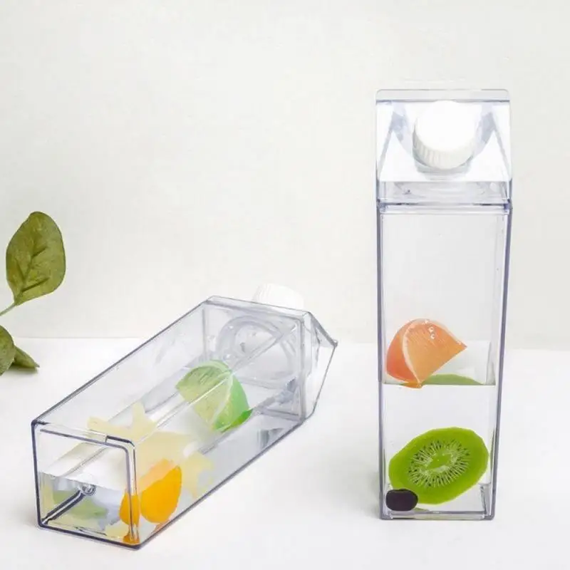 Creative Square Transparent Milk Kettle Cup Plastic Leak-proof Water Bottles Modern Food-grade Drinkware Special Milk Drinkware
