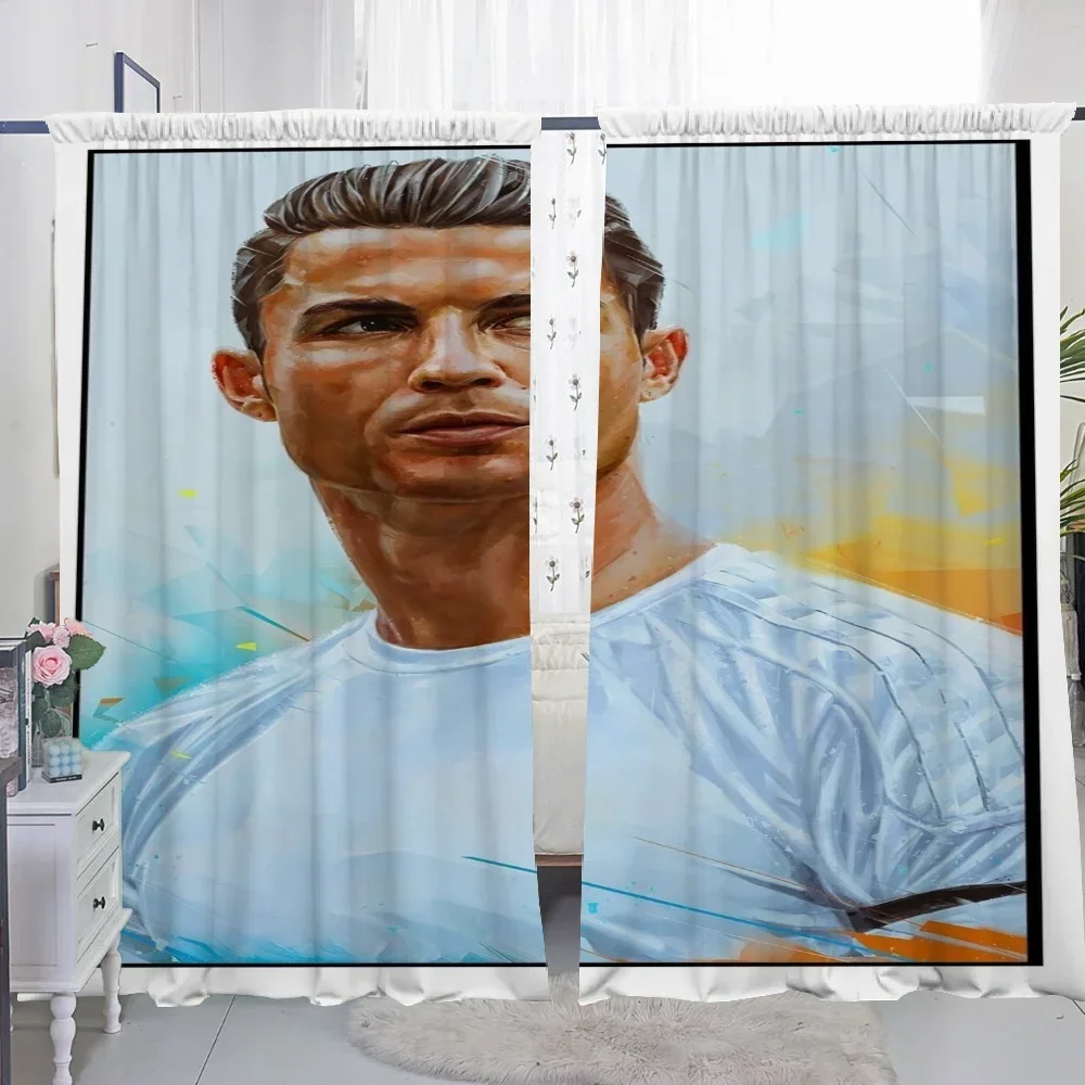 Window Kitchen Curtains for Living Room 2 Pieces Blackout Curtains Door Curtain Cristiano Ronaldo Partition Bedroom Decoration 4