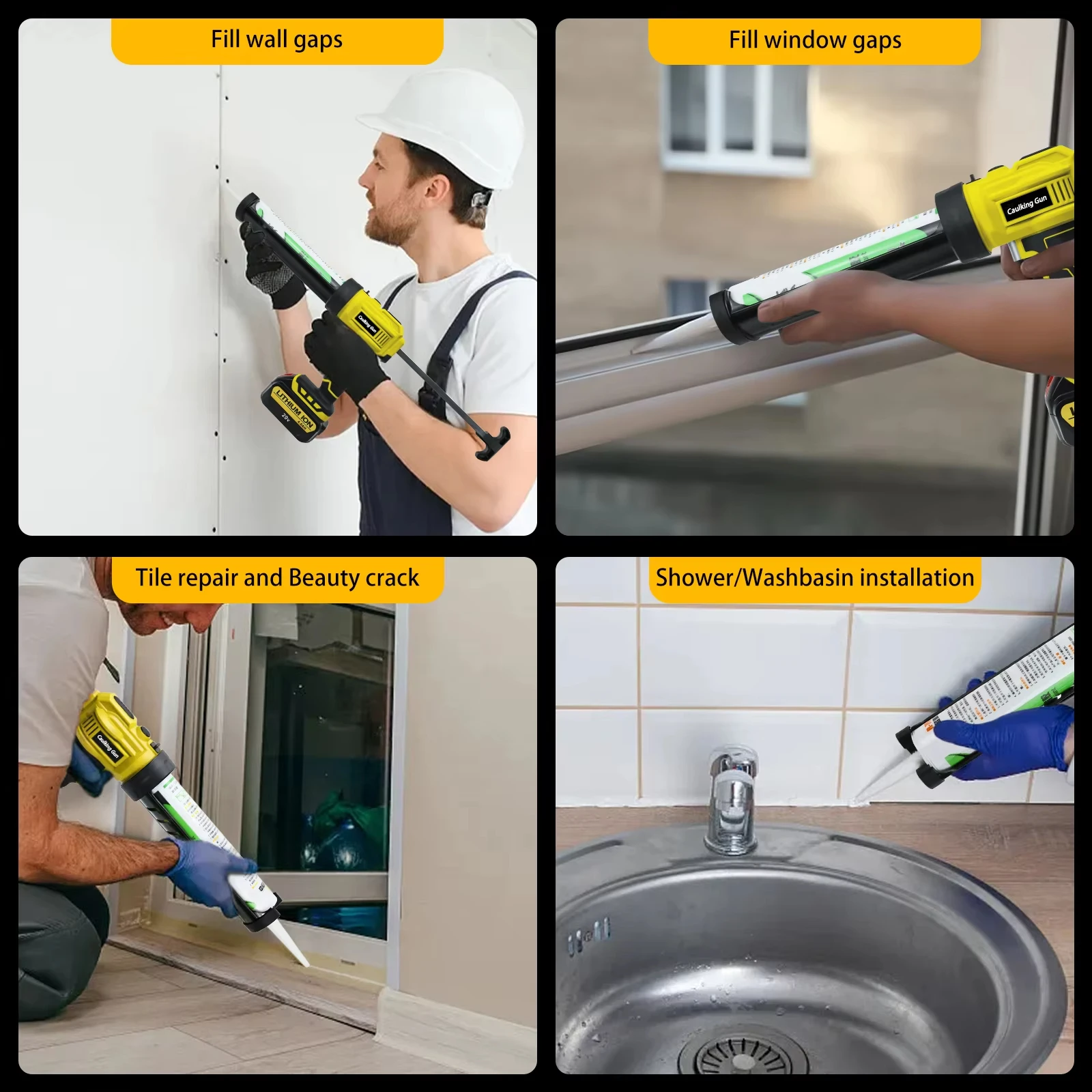 Wireless Glass Glue Gun Electric Caulking Gun For Dewalt 20V Battery 4 Adjustable Speed LED Light Adhesive Glue Seal Sealant