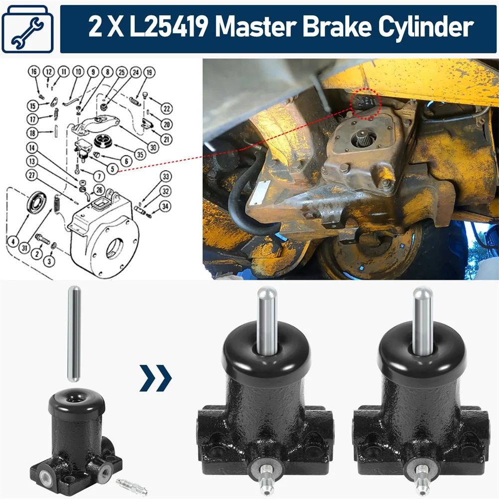 2X A51976 L25419 Brake Master & Slave Cylinder Kit For Case 430 450 450B 450C 480 480B 480C 480D 580 580B 580C 850B 850C G109413