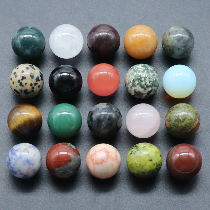 Natural Stones 16mm 18mm Ball Ornament Rose Quartz Healing Crystal Gift Room Ornament Fish Tank Decoration