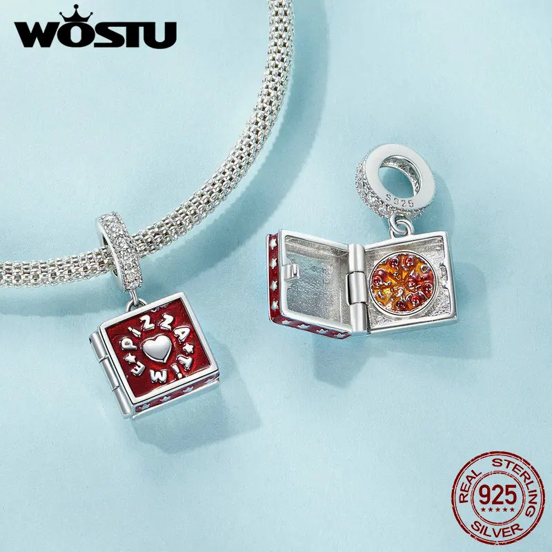 WOSTU 925 Sterling Silver Coffee Cup Charm - Bracelet Charm With Cubic Zirconia, Gift For Women