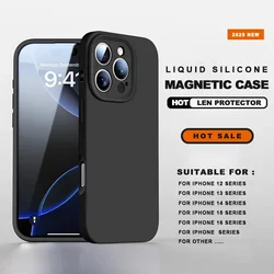 Magnetic Liquid Silicone Phone Case with Camera Protector and Magsafe Compatibility - iPhone 13 Pro Max (Pure Black)