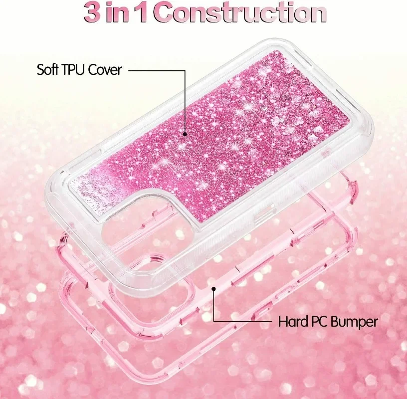 Liquid Glitter Shockproof Phone Case with 3D Sparkly Cover and Anti-Scratch Design