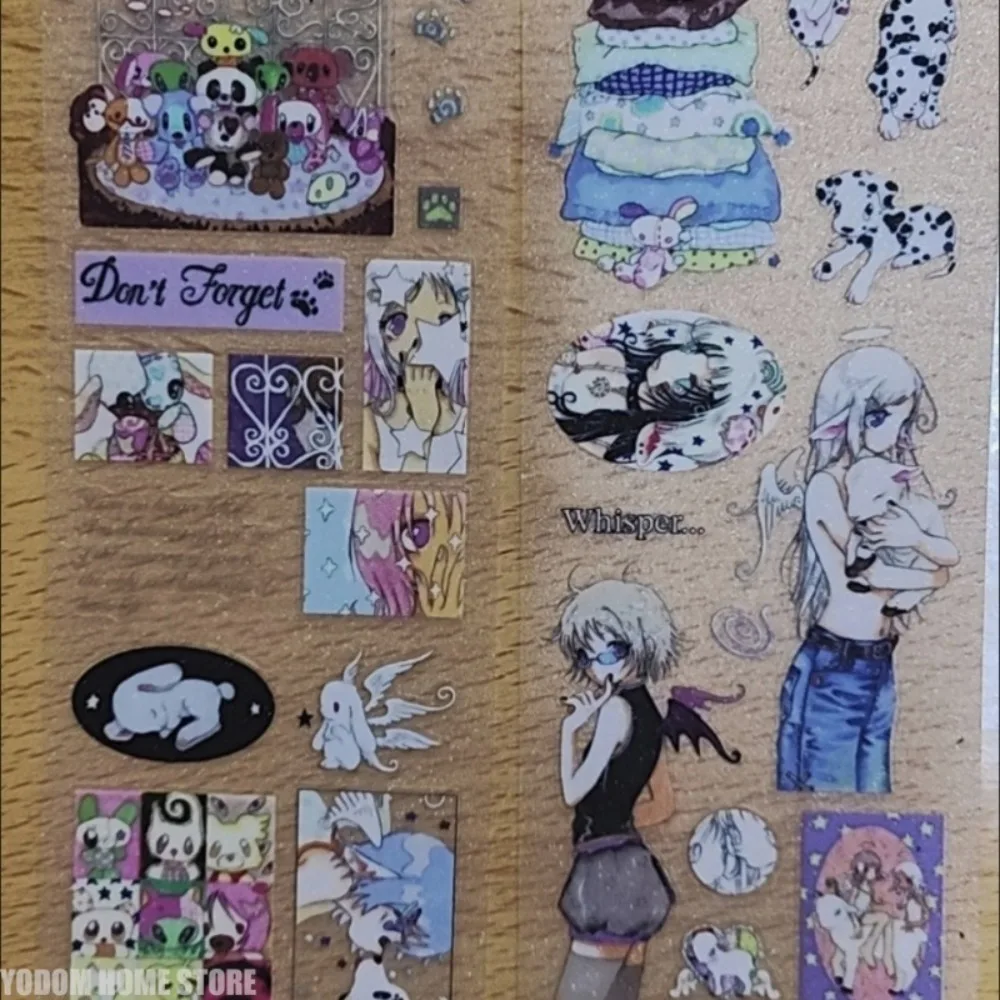 Adesivi per Scrapbooking 31cm con Design di Ragazze e Animali Disegnati a Mano - Forniture Estetiche per Regali e Diari Fai-da-Te - immagine 3