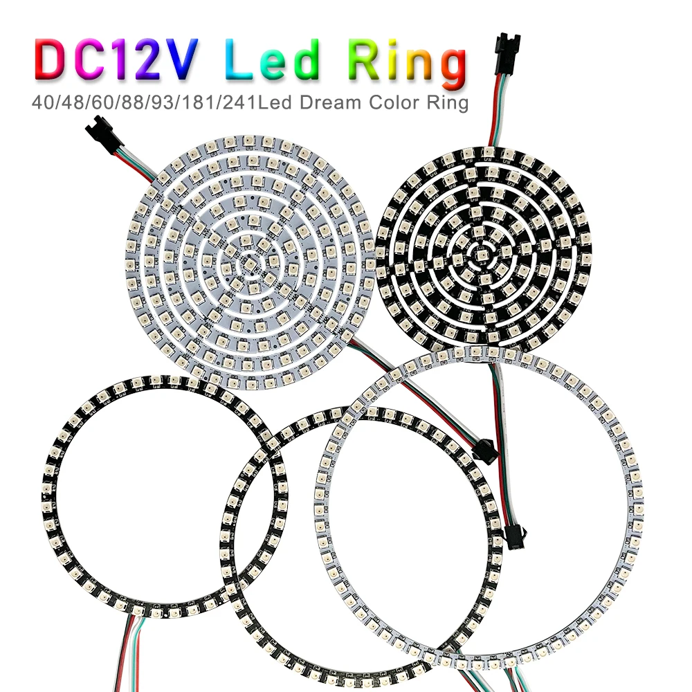 DC12V Led Pixel Ring 5050 RGB Round Arduino Individually Addressable Module 60/88/93/148/181/241 LEDs Dream Color Strip Light led strip light led modules led module