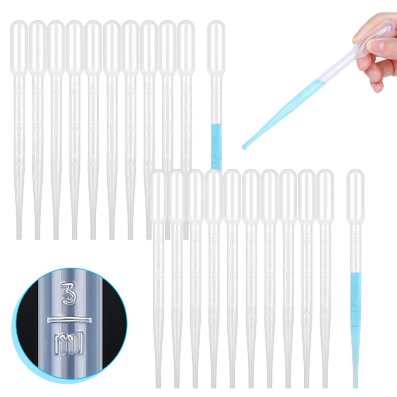 

100Pcs Plastic Disposable Transfer Pipettes 0.2-3ML Graduated Eye Dropper For Lip Gloss Essential Oils Laboratory Science Liquid
