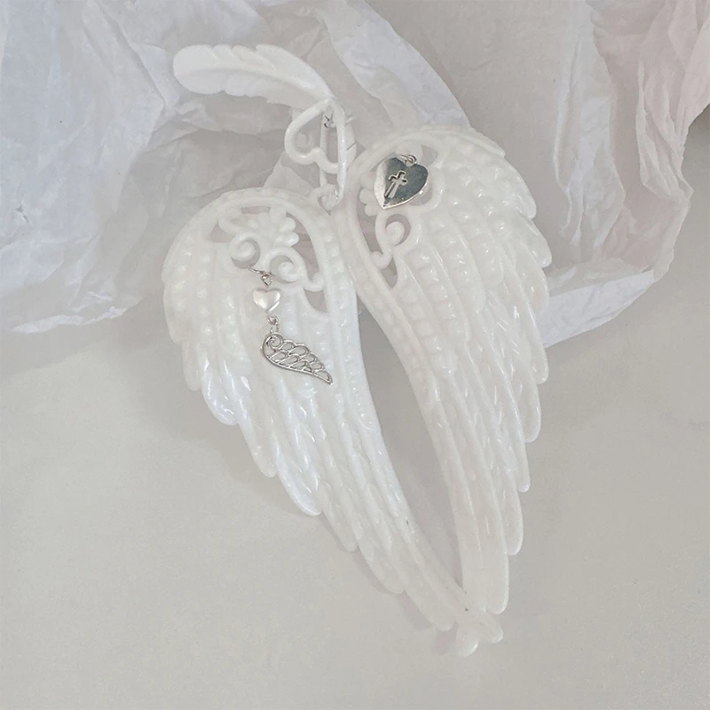 Schlüsselanhänger Anhänger Engelsflügel Taschenanhänger Kreuz Weiß DIY Y2k Für Mann Frau Geschenk – Detail 3