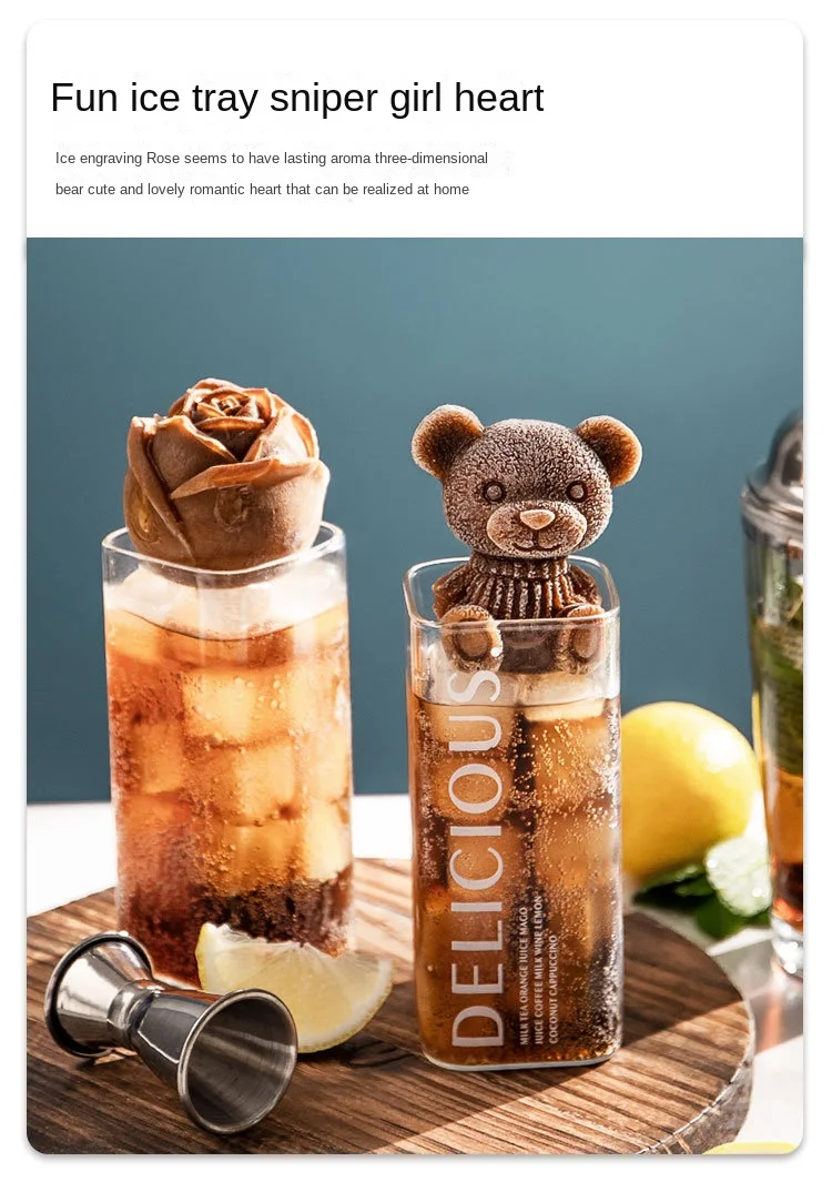 1pc Creative Bear Ice Tray Household Freeze Ice Cube Mold Diy Ice