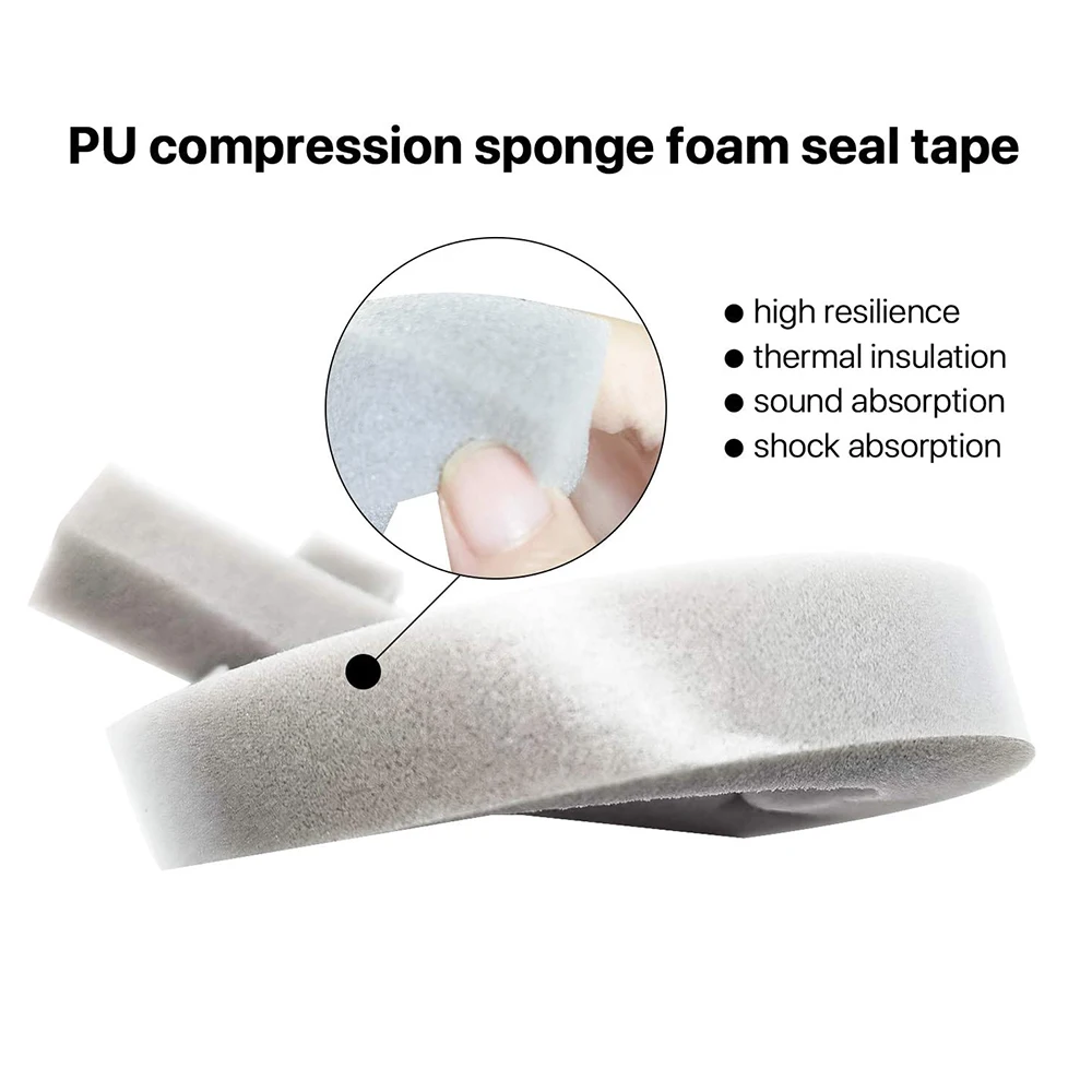 PU Sponge Foam Seal Strip Tape Adhesive Anti Collision Soundproof Weather Stripping Doors Windows Furniture Protection 4M