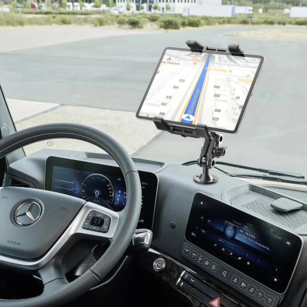 Heavy Duty Tablet Holder Wear Resist Aluminum Drill Base Phone Rack 360 Degree Rotable Car Dashboard Phone Mount for Home Office