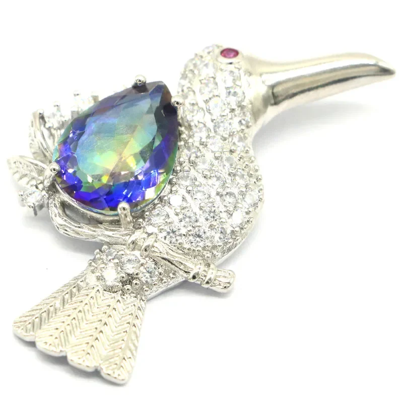 9g Real Customized 925 Solid Sterling Silver  PENDANT Bird Shape Orange Spessartine Fire Rainbow Violet Topaz Rhodolite Garnet C
