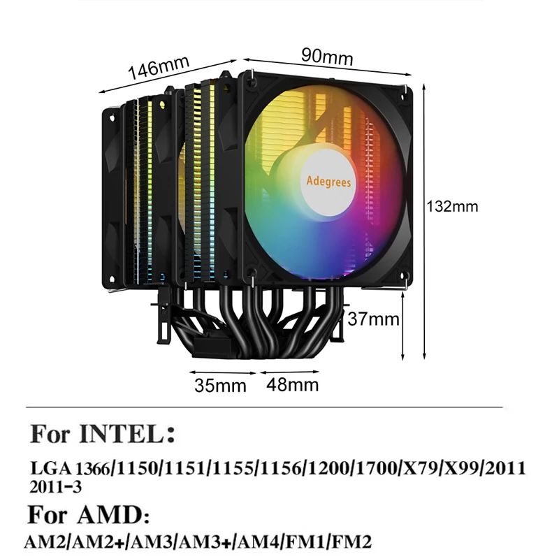 Vente Ventilateur de reoidissement de CPU horizontal à 3 broches de 12V et 12 cm pour Intel LGA 1150 1151 1155 1156 1366 775 AMD Heatsink - Banggood ançais Mobile-arrival notice