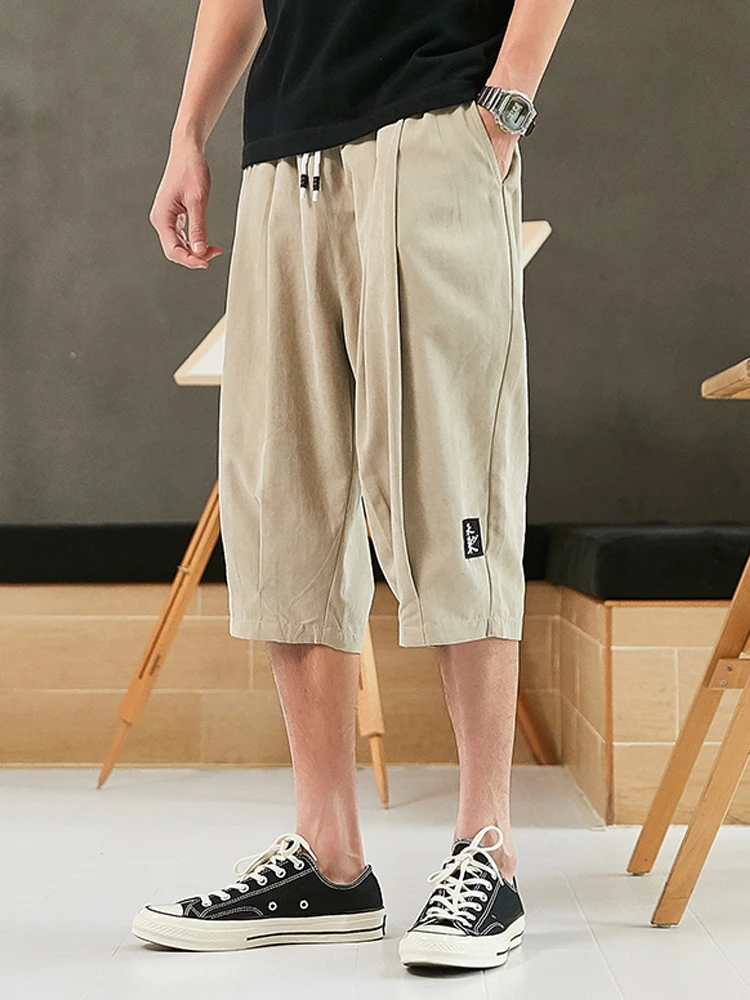 Plus Size Summer Harem Pants Men Short Joggers Chinese Style Calf-Length Casual Baggy Pants Male Capris Trousers 8XL 3
