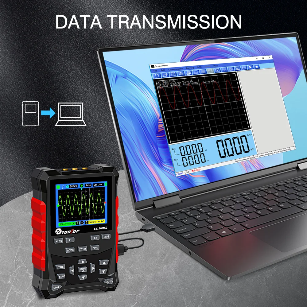 ET120MC2 Dual Channel Handheld Digital Oscilloscope 120MHz 500MSa/S Sampling Rat