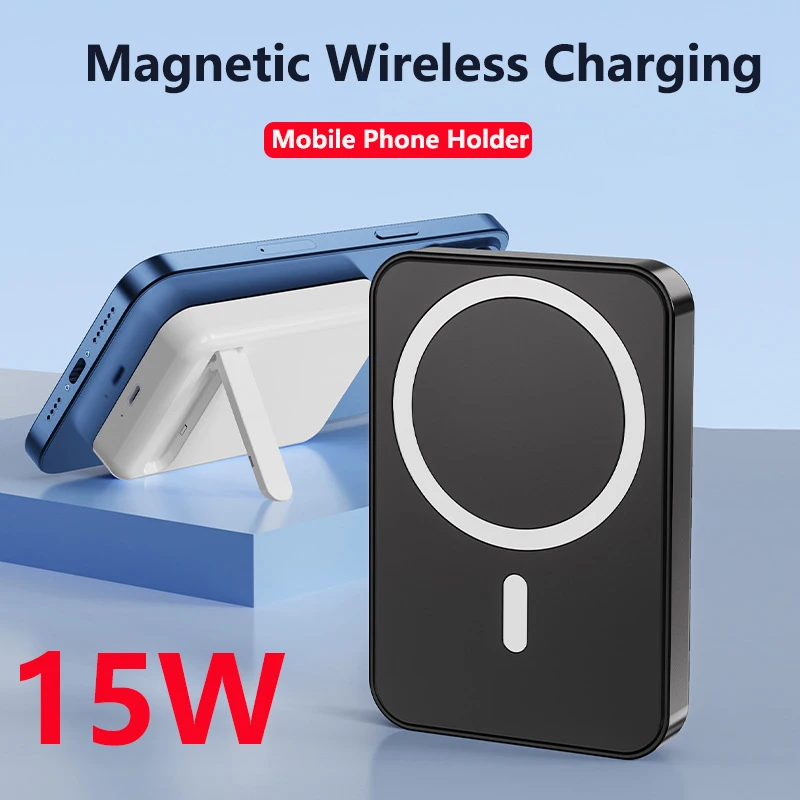 

15W Magnetic Wireless Charger Power Bank 10000mAh Magnetic Ring For iPhone 15 14 13 12 Samsung S23 Huawei Xiaomi Mini Powerbank