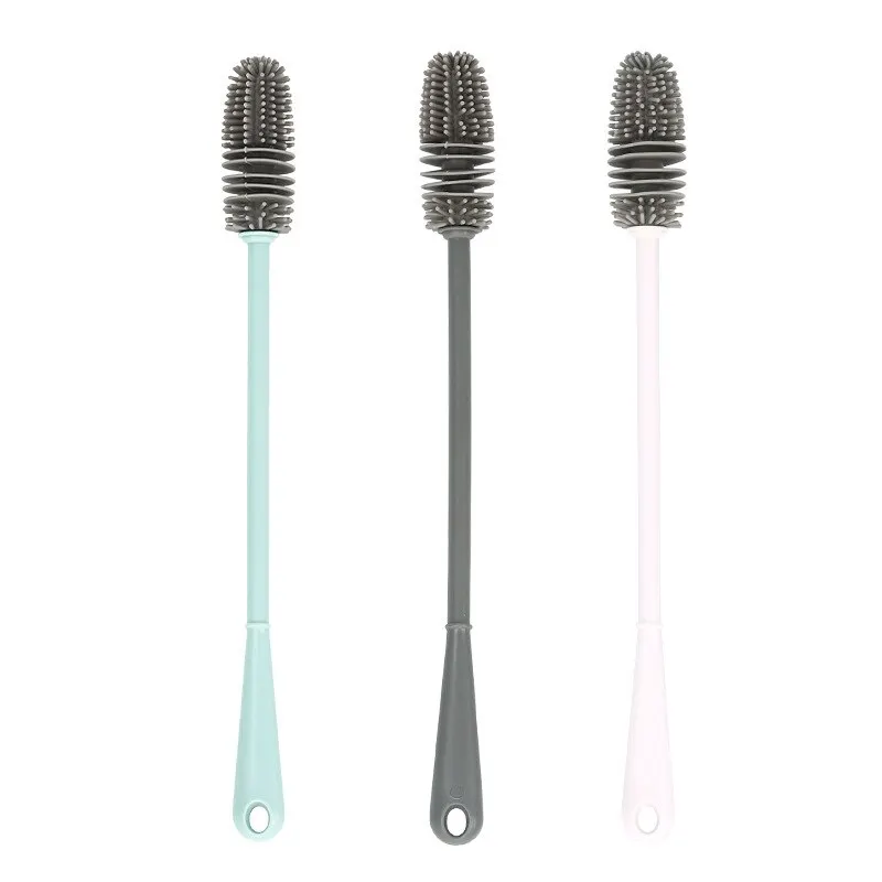Silicone Milk Bottle Brush Cup Scrubber Glass Cleaner Long Handle Drink Bottle Clean Brush Kitchen Cleaning Tool cleaning brush kitchen tools