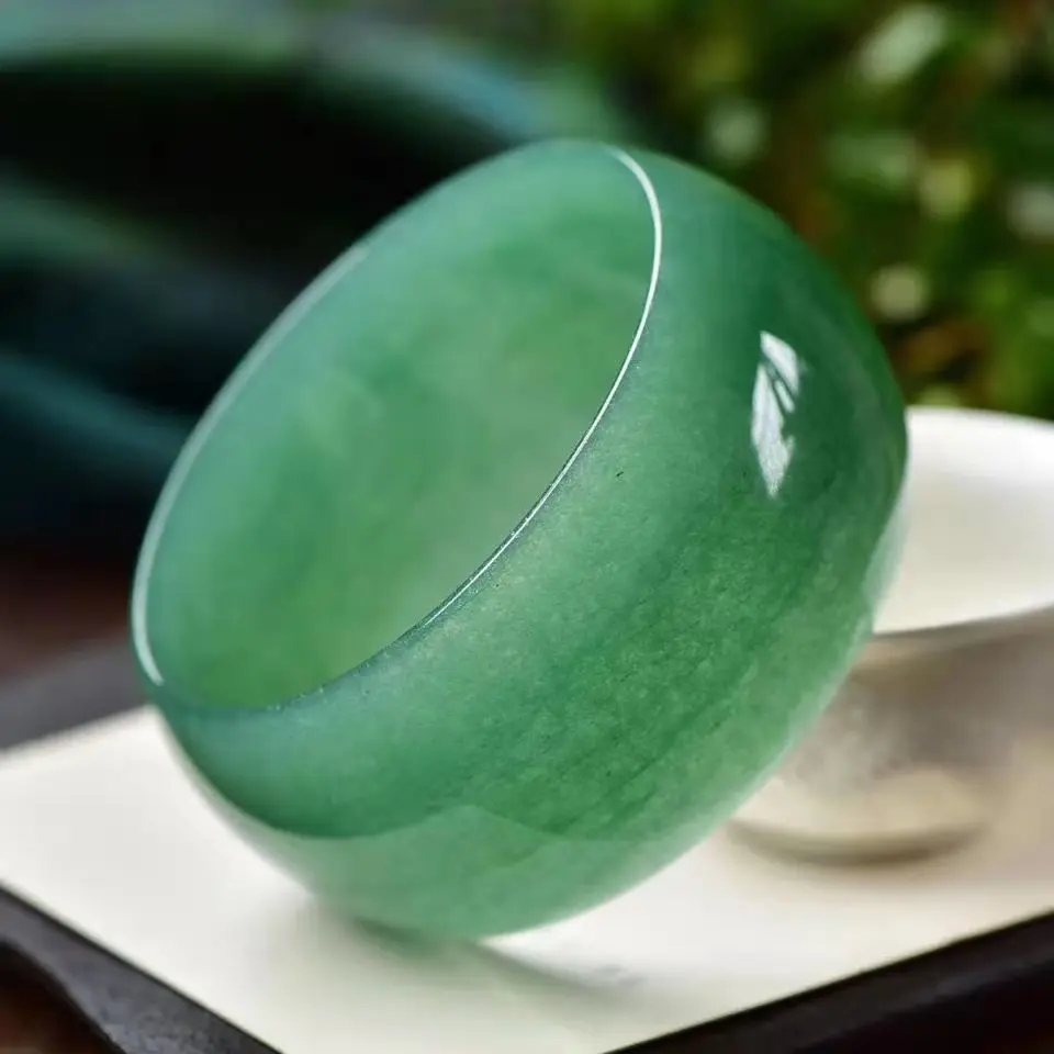 

100% Natural Green Original Ecological Pattern Dongling Jade Widening Bracelets Handcarved Jewelry Bangle Lucky Accessories