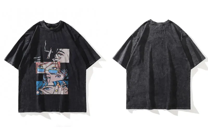 Distressed Retro Print Men's Oversize Grunge Cotton T-Shirt - true deals club