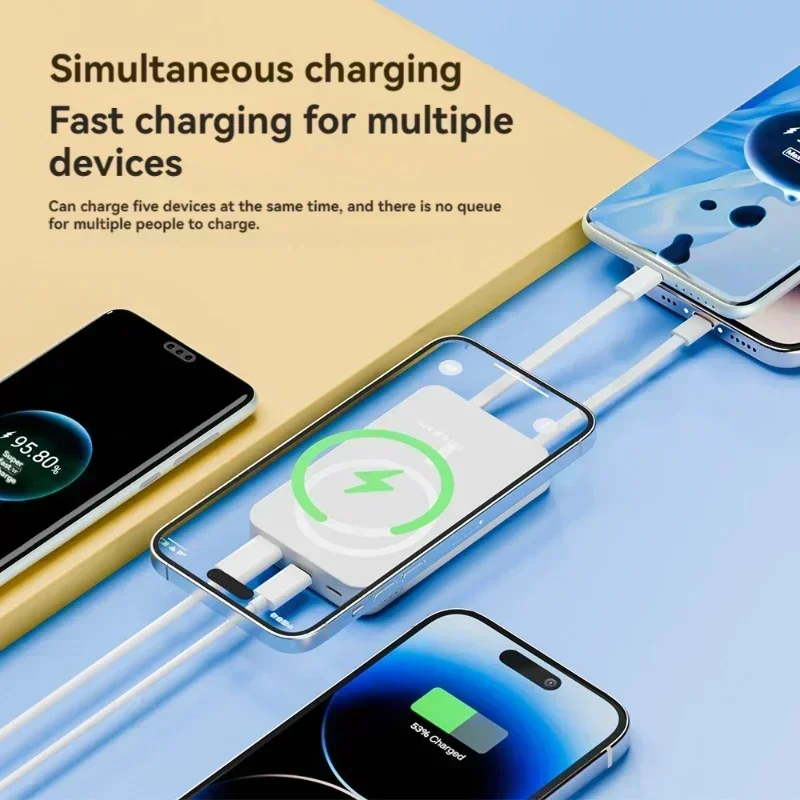 Wireless power bank, built-in cable holder, large capacity, super fast charging, power bank, magnetic, 30000mAh, new